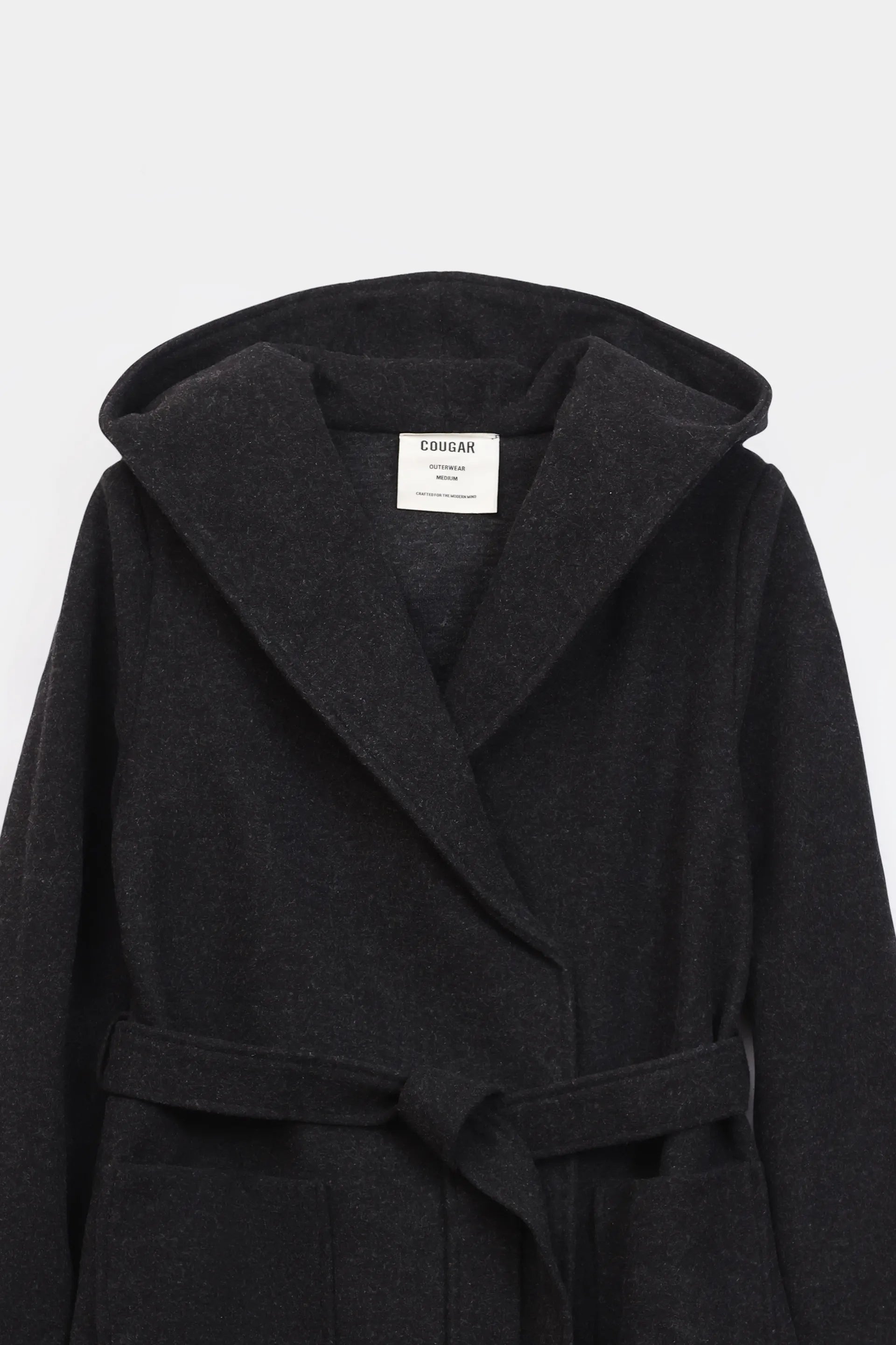 Hooded Belted Coat - Cougar Clothing