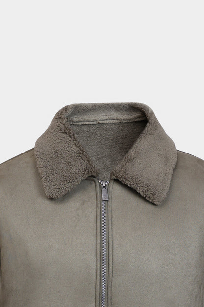 Suede Jacket With Sherpa Lining - Cougar Clothing