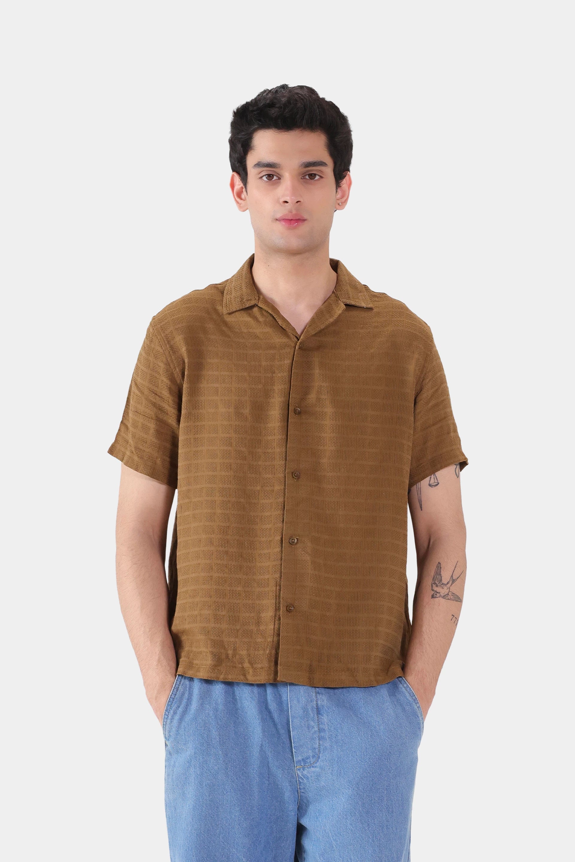 Textured Cotton Shirt - Cougar Clothing