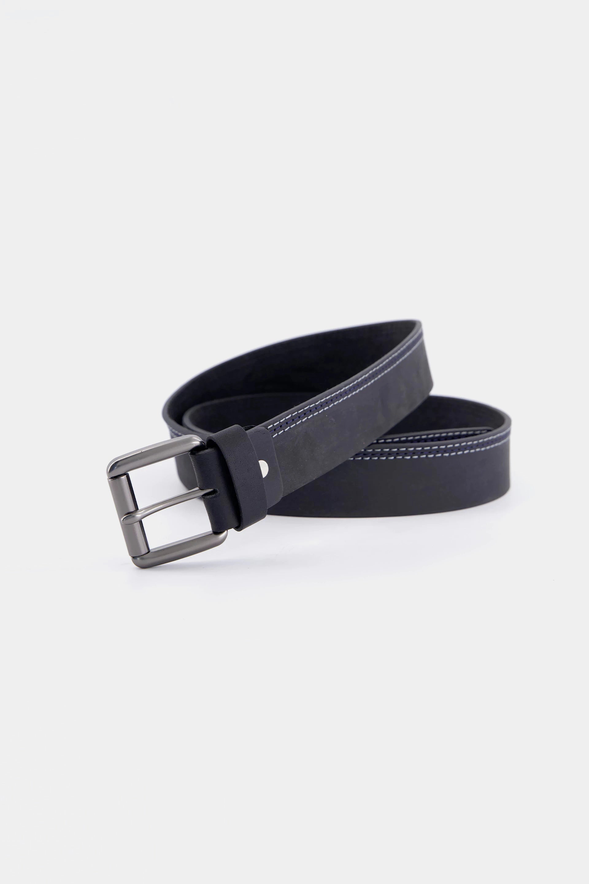 Leather Belt With Side Stitches - Cougar Clothing