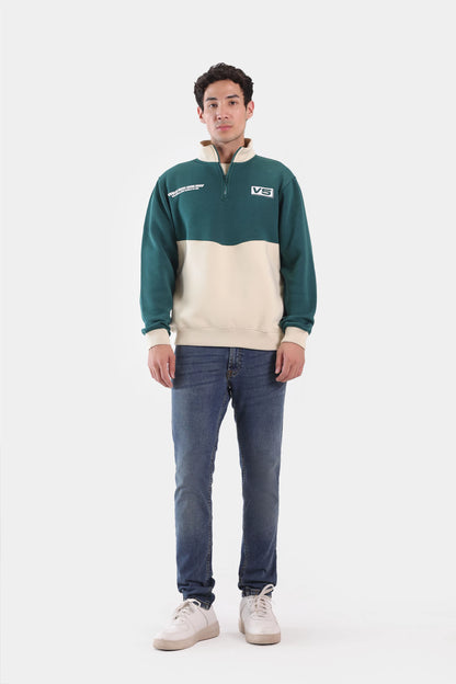 Quarter Zip Paneled Sweatshirt - Cougar Clothing