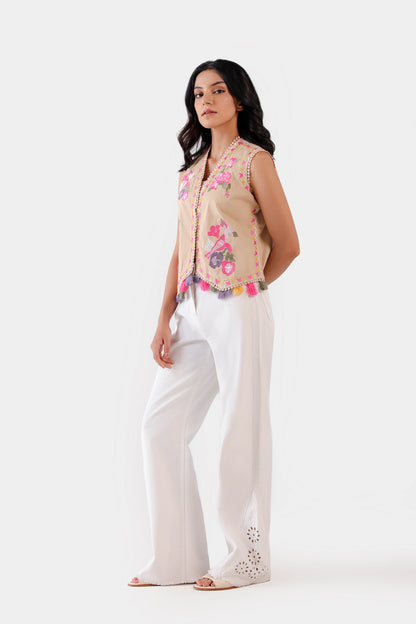 Cropped Embroidered Vest - Cougar Clothing