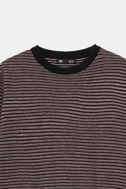 Crew Neck Striped Sweater - Cougar Clothing