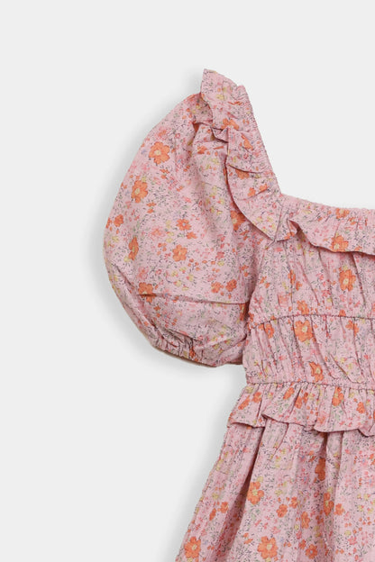 Printed Ruffle Dress - Cougar Clothing