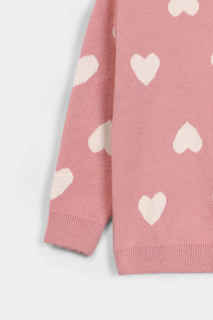 Heart Jacquard Knit Sweater - Cougar Clothing