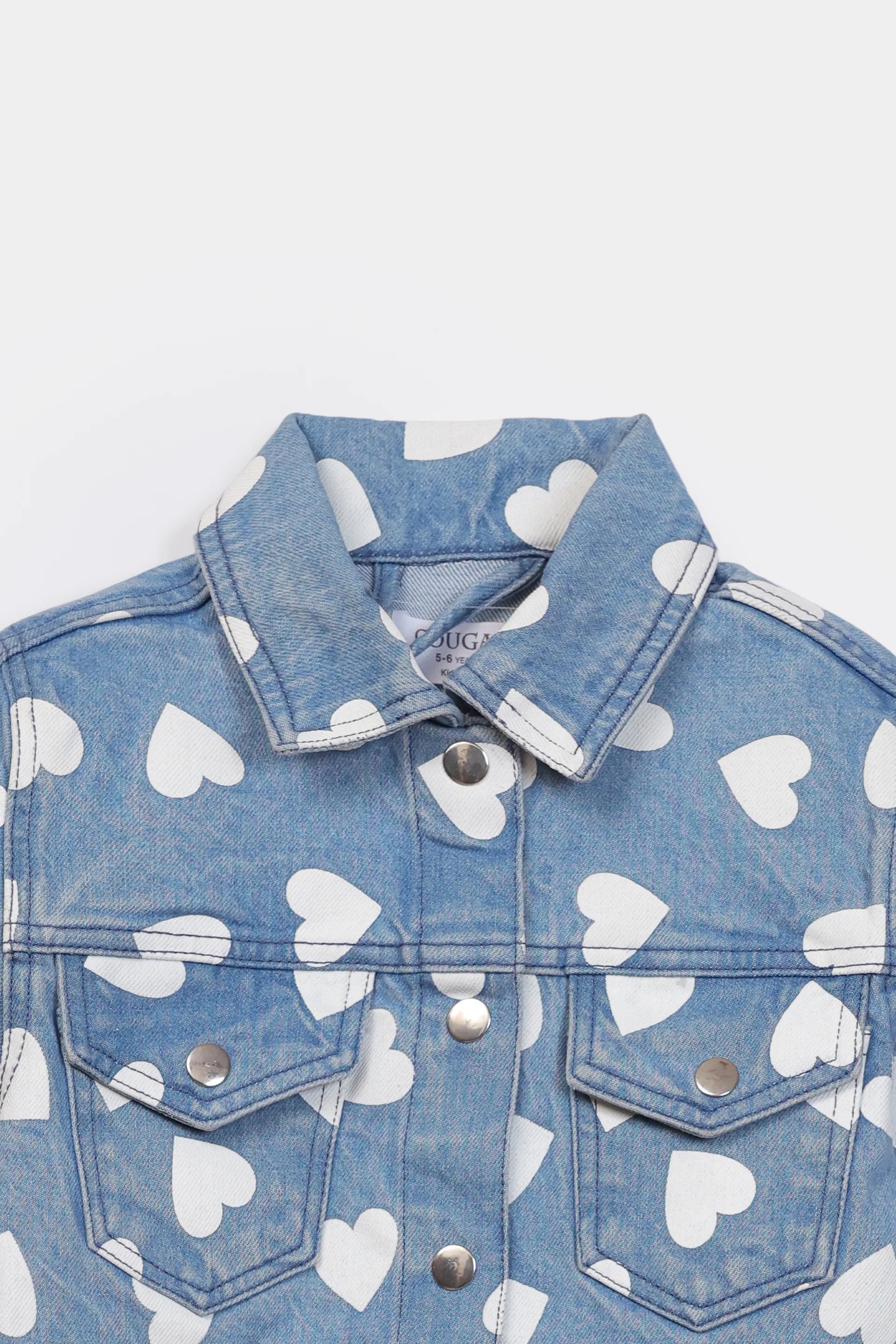 Heart Printed Denim Jacket - Cougar Clothing