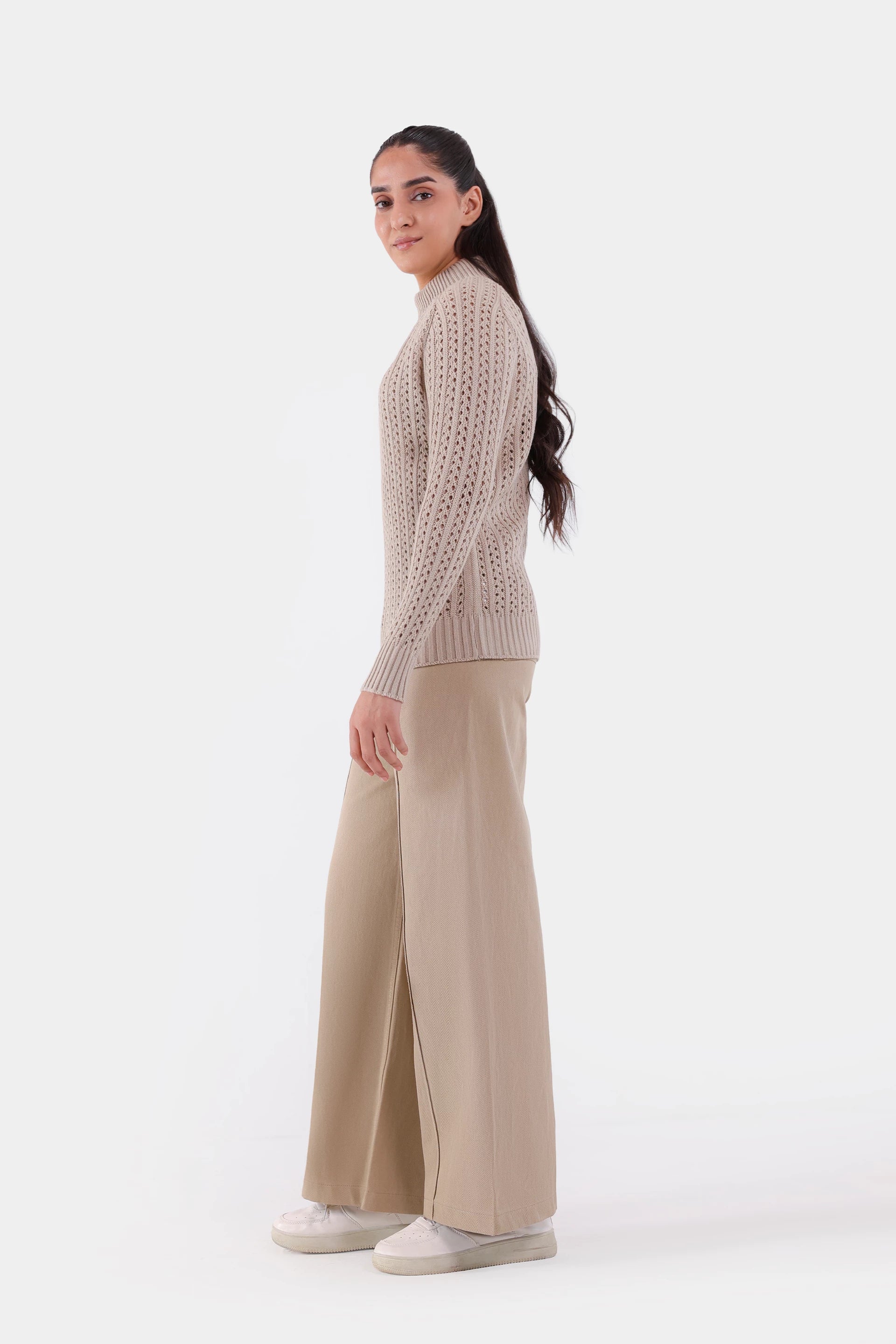 Crochet Knit Sweater - Cougar Clothing