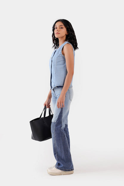 Flare Fit Contrast Panel Jeans - Cougar Clothing