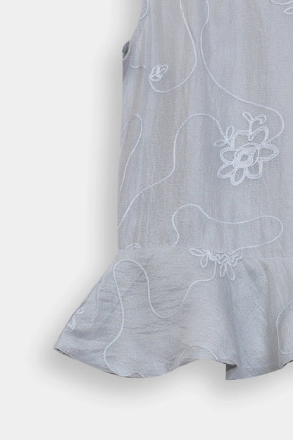 Embroidered Sleeveless Peplum - Cougar Clothing