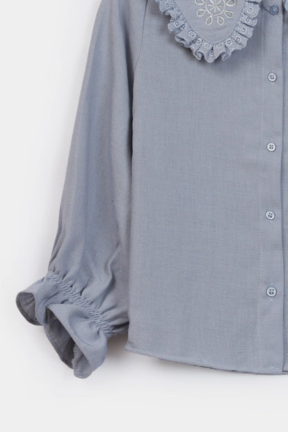 Bib Collar Embroidered Button-Down - Cougar Clothing