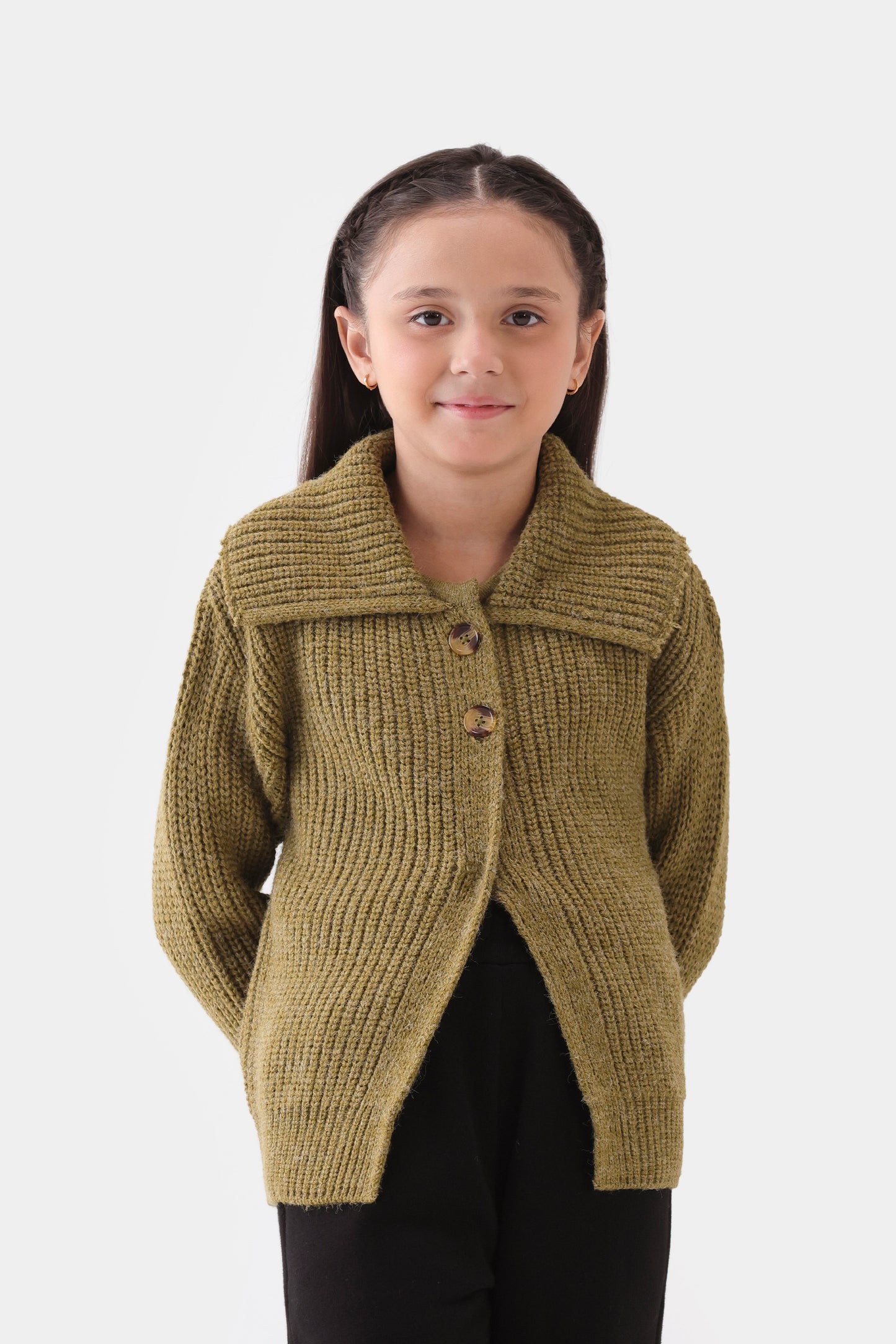 Ribbed Knit Collared Cardigan - Cougar Clothing