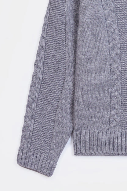 Shawl Collar Cable Knit Sweater - Cougar Clothing