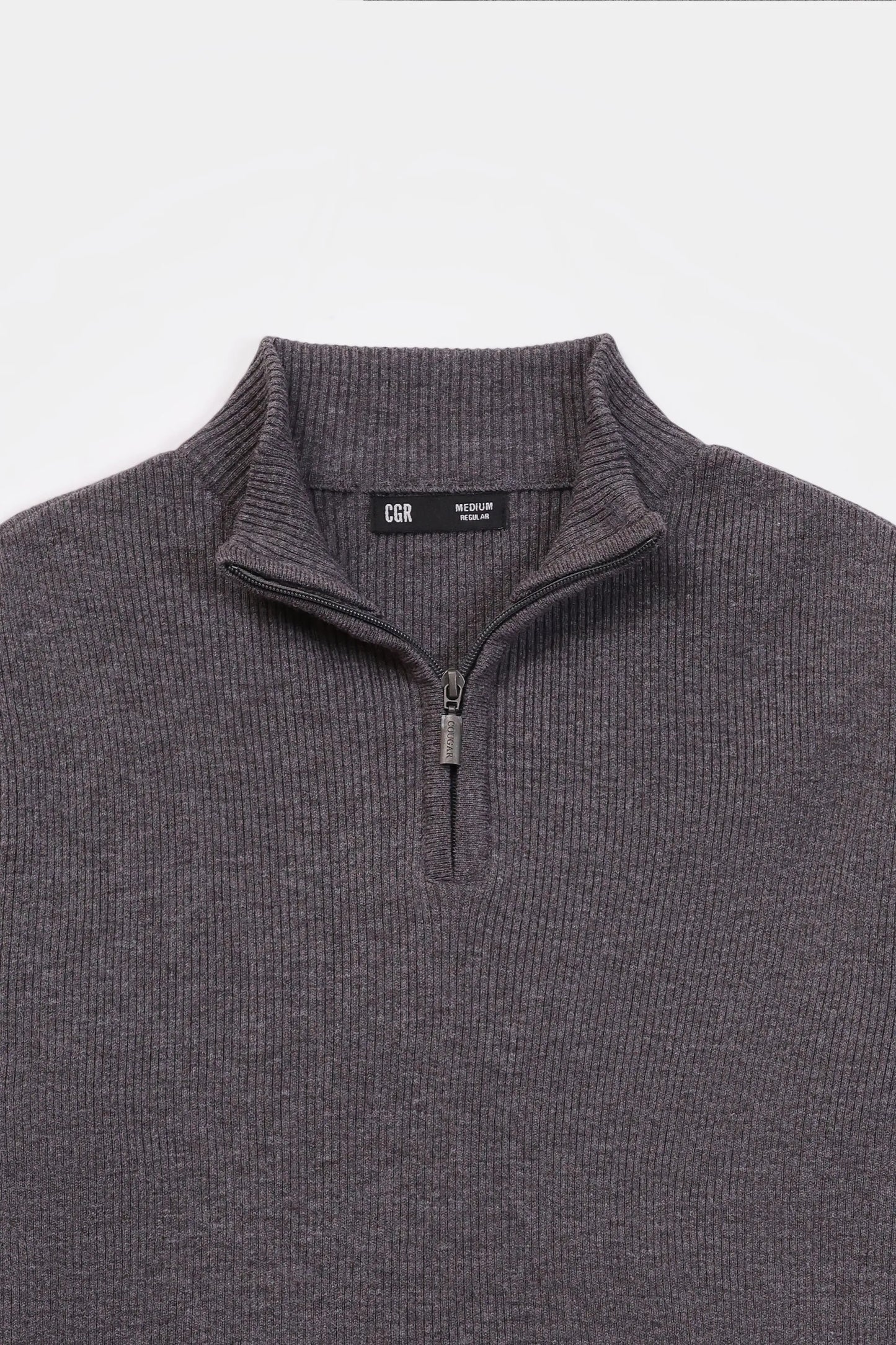 Rib Knit Quarter Sweater - Cougar Clothing