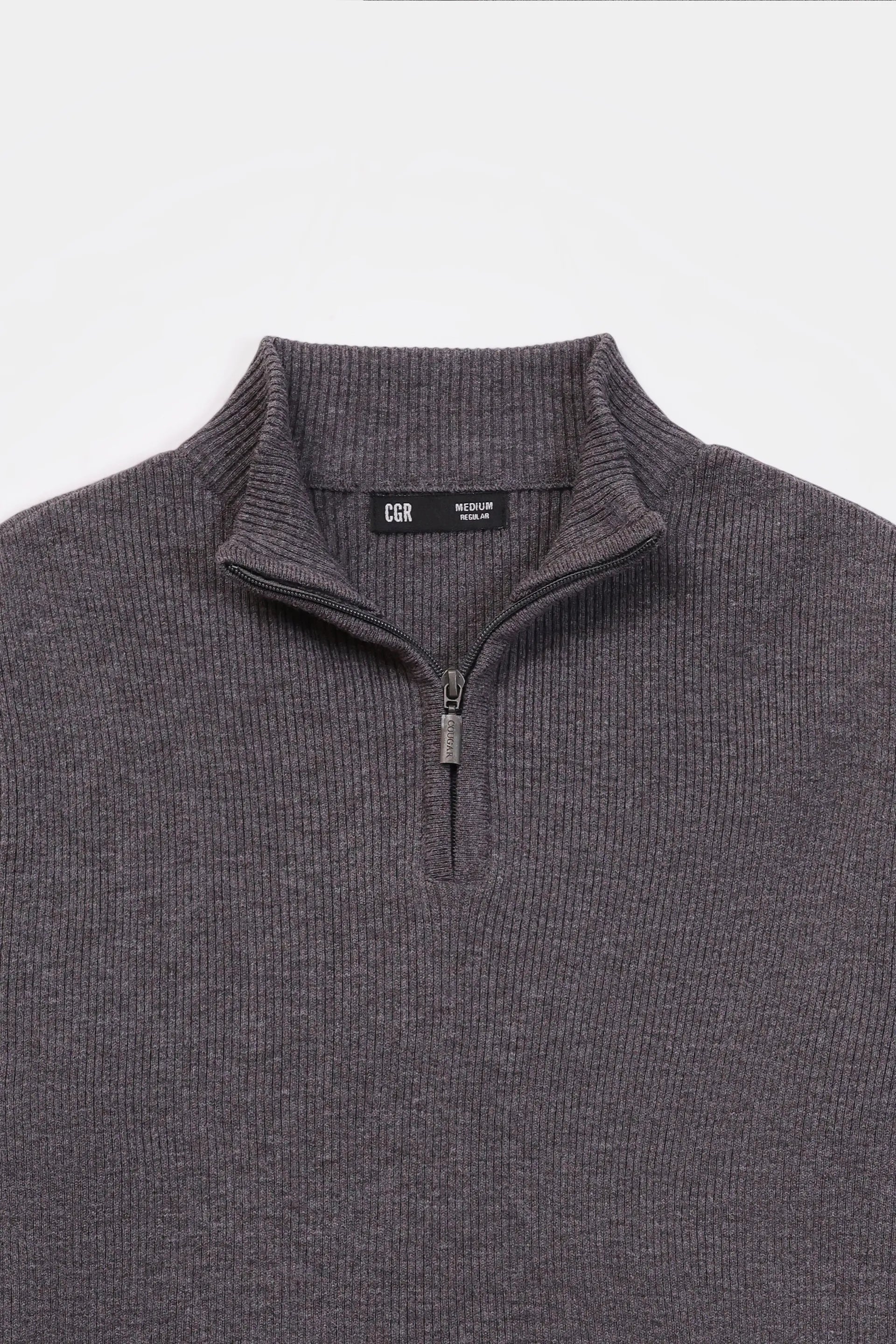 Rib Knit Quarter Sweater - Cougar Clothing