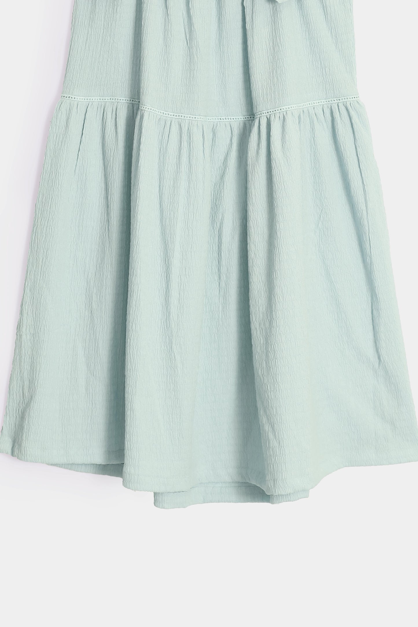 Textured Dress With Bowknots - Cougar Clothing