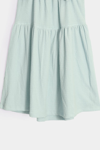 Textured Dress With Bowknots - Cougar Clothing