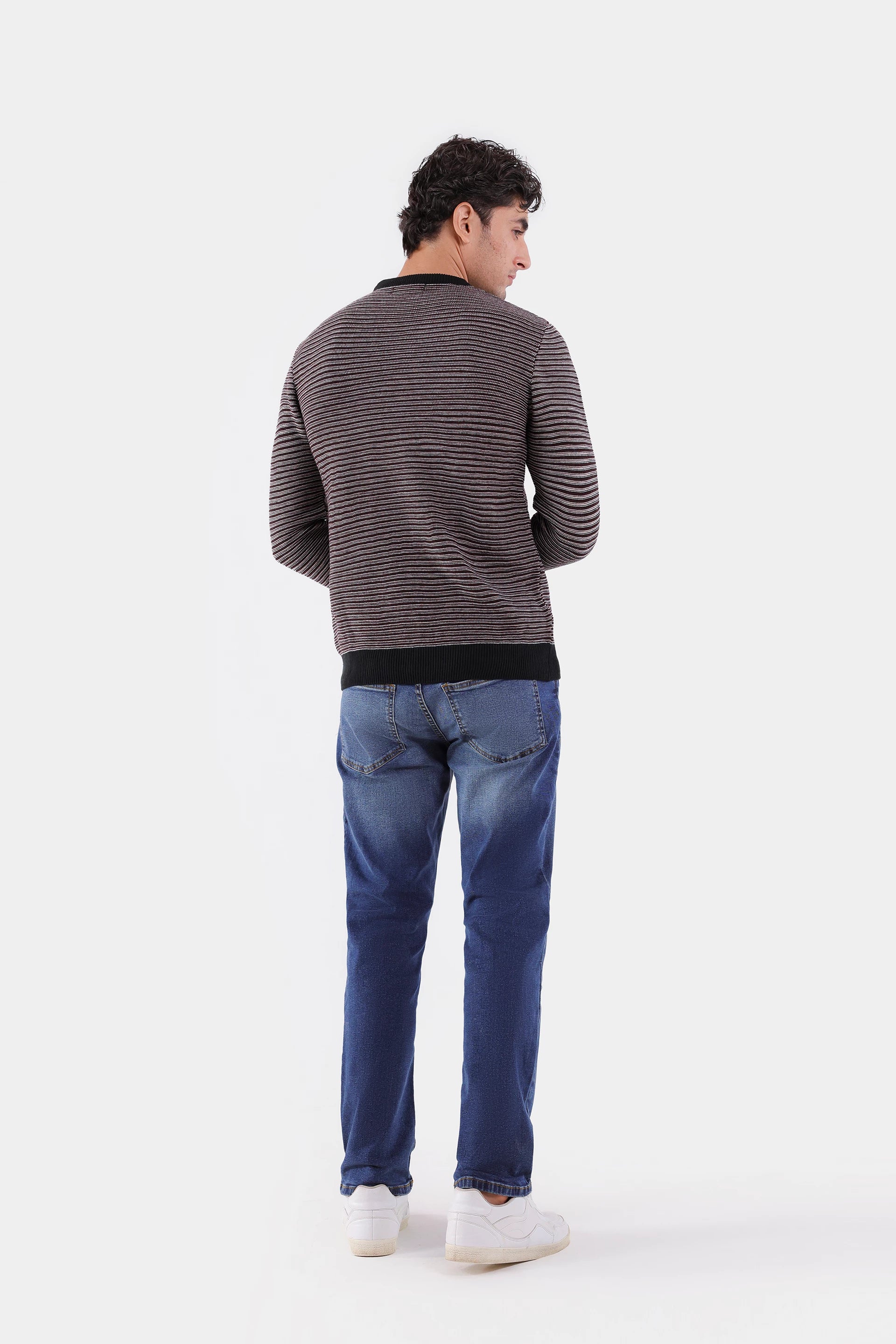 Crew Neck Striped Sweater - Cougar Clothing