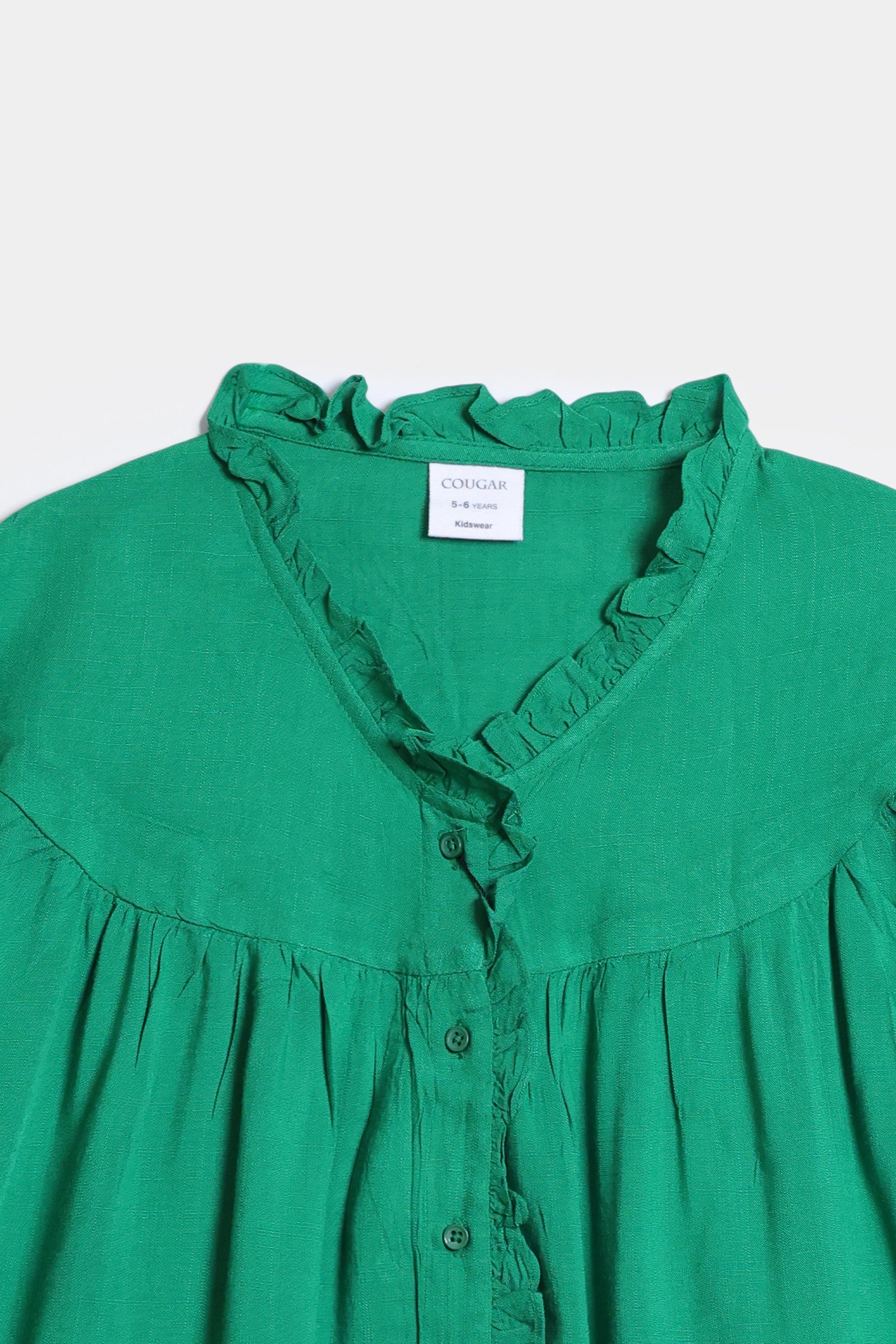 Button-Front Frilled Dress - Cougar Clothing