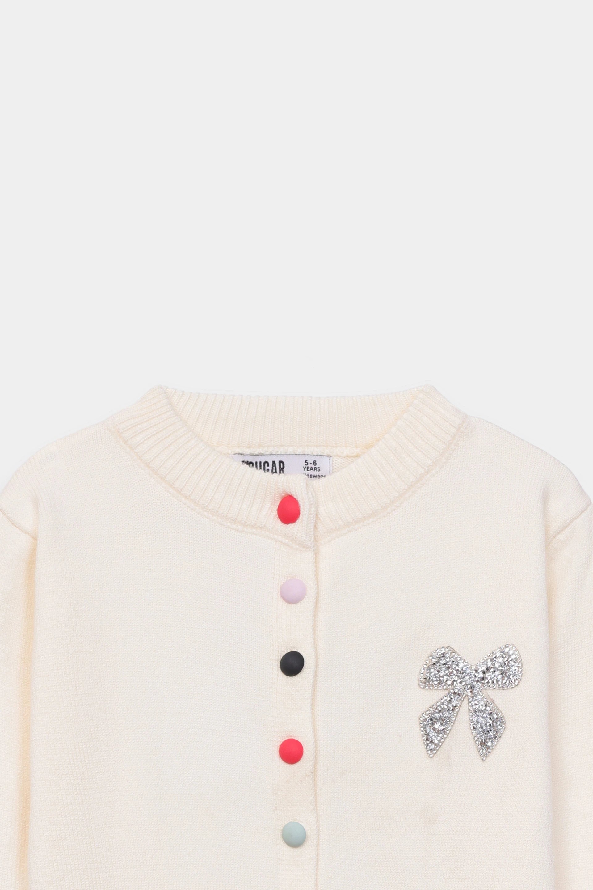 Cardigan With Embellished Bow - Cougar Clothing
