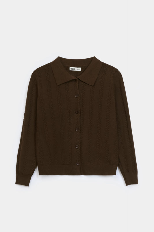 Button-Down Cable Knit Cardigan