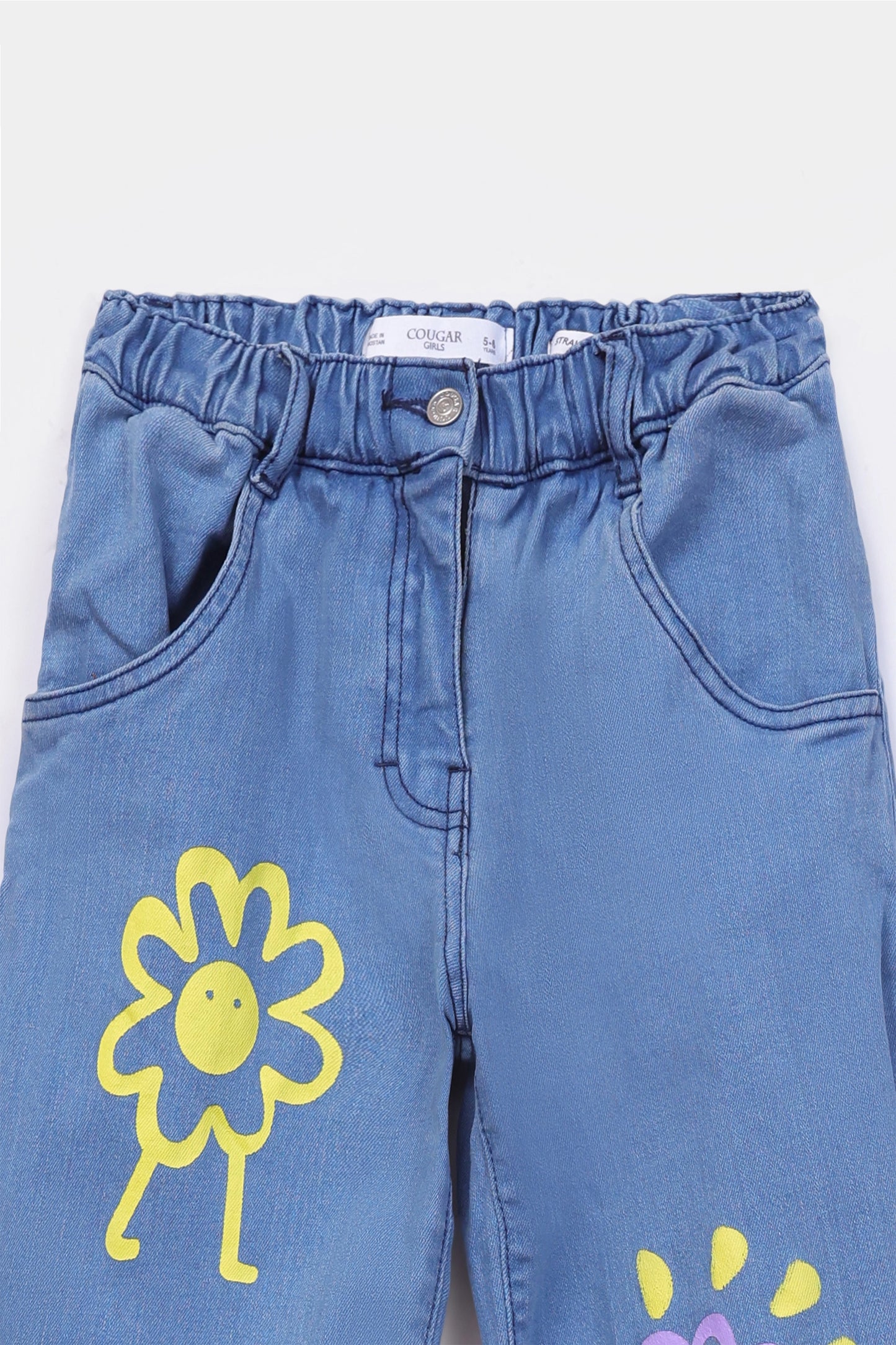 Straight Fit Ripped Graphic Jeans - Cougar Clothing