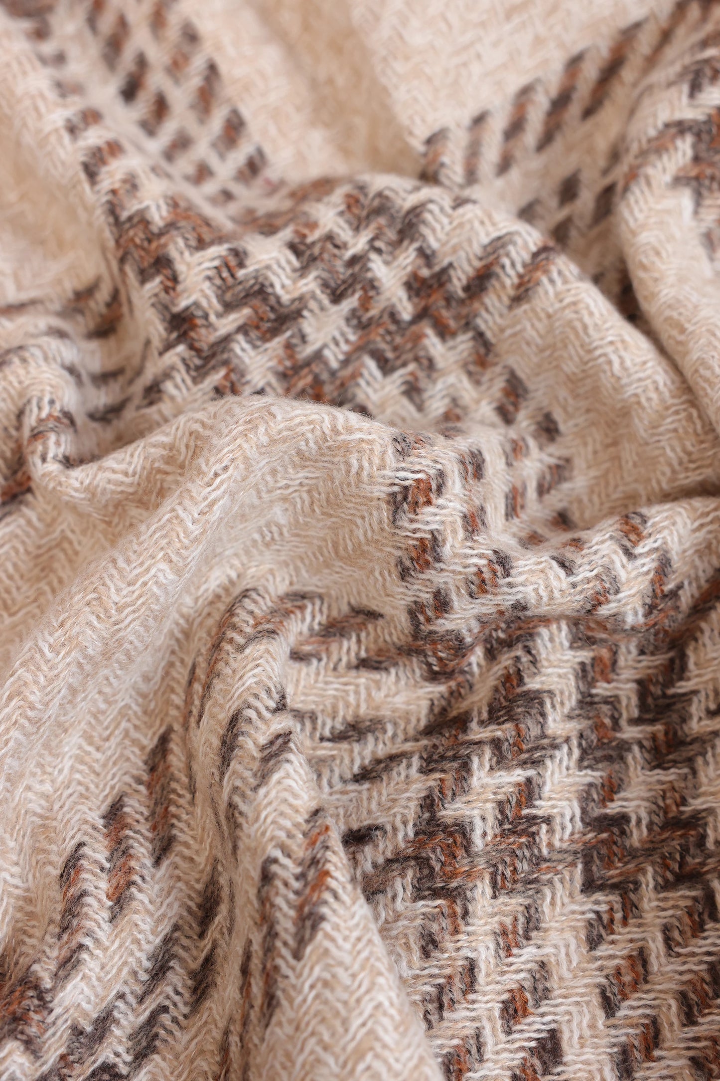 Checkered Fringed Knitted Shawl - Cougar Clothing