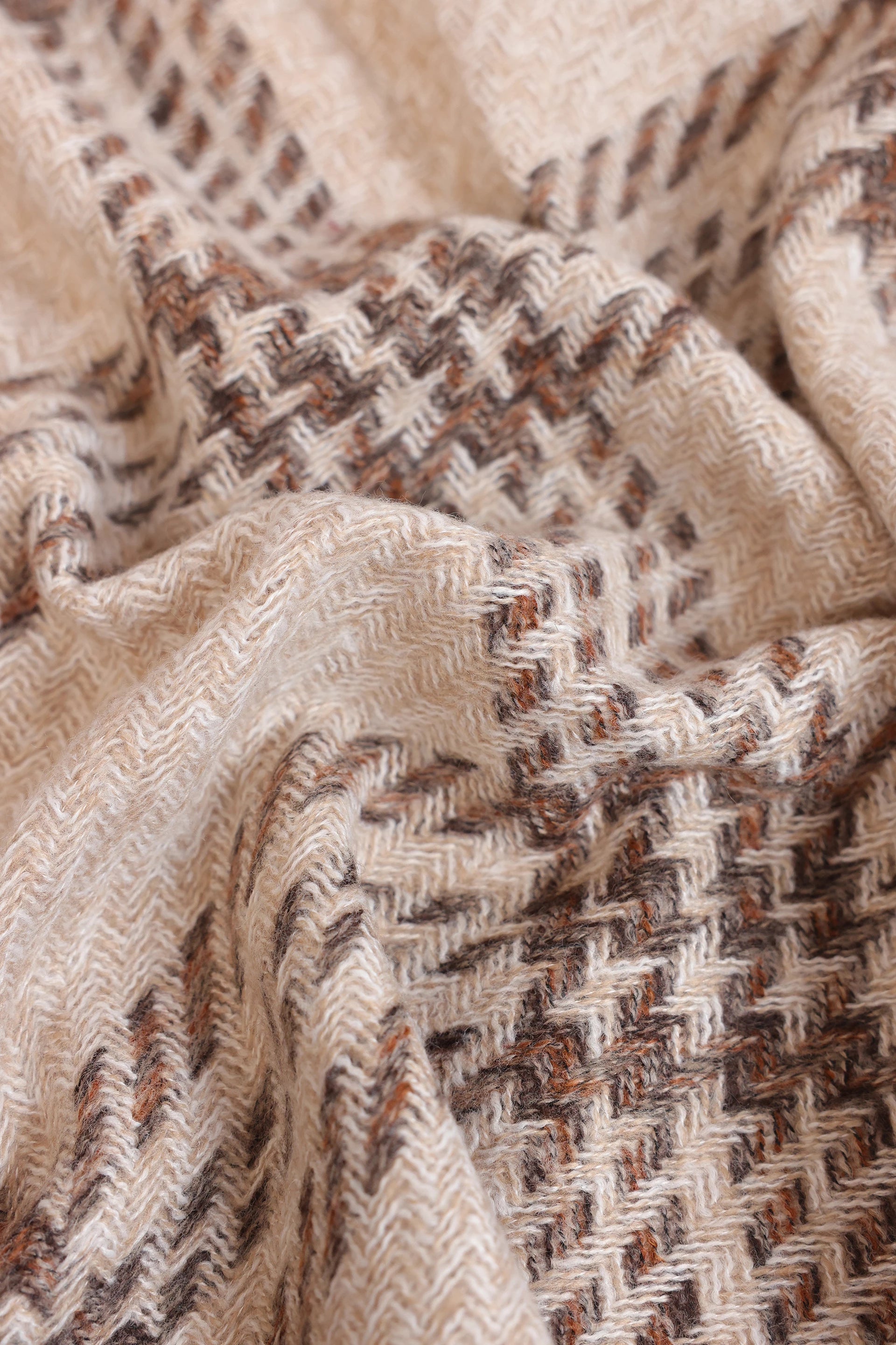 Checkered Fringed Knitted Shawl - Cougar Clothing