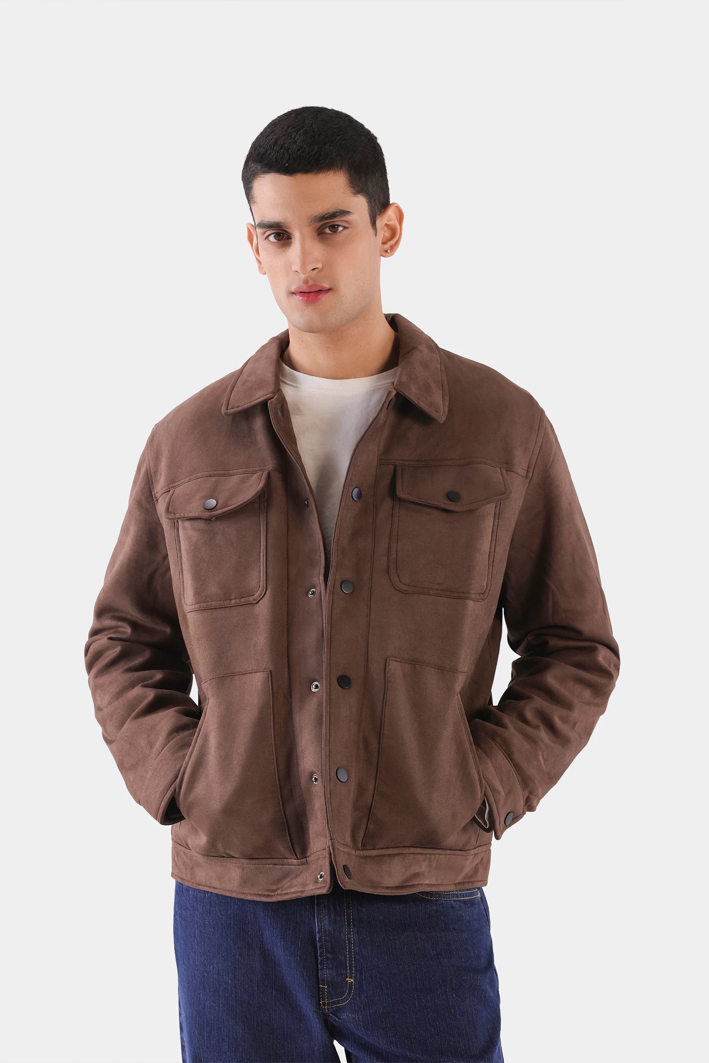 Faux Suede Trucker Jacket - Cougar Clothing