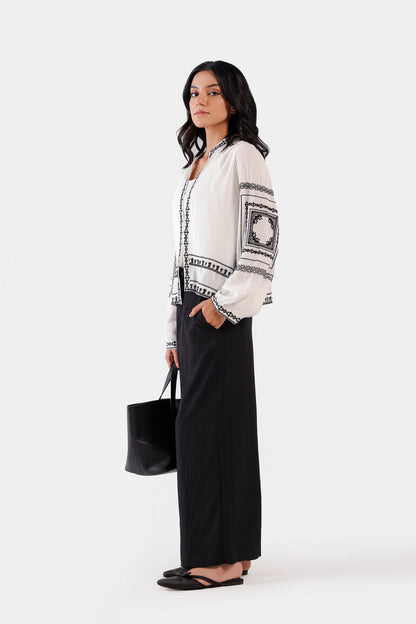 Embroidered Front Open Top - Cougar Clothing