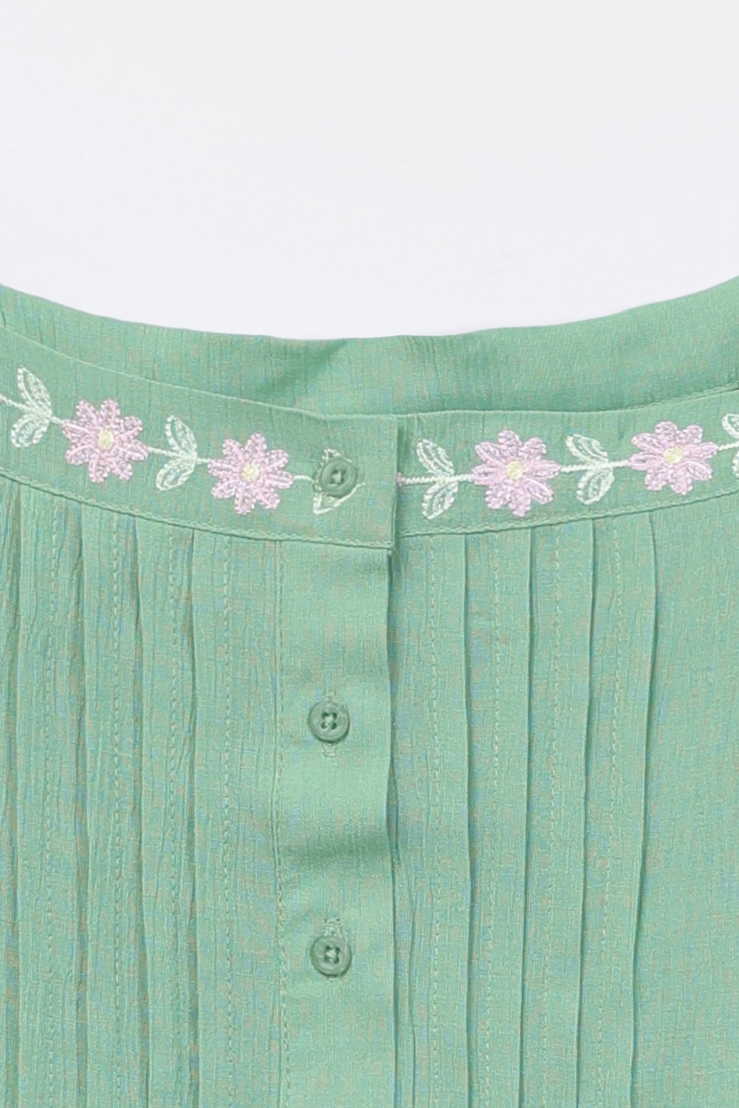 Pleated Embroidered Top - Cougar Clothing