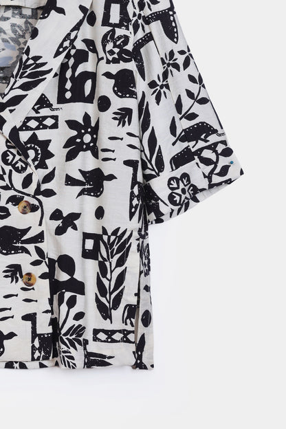 Printed Double-Breasted Blazer Top - Cougar Clothing