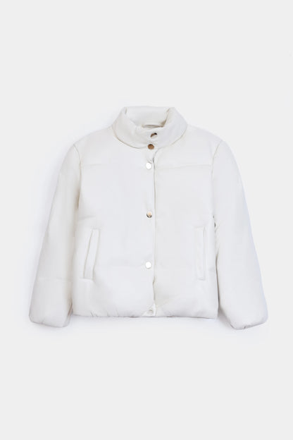 Mock Neck Quilted  PU Jacket
