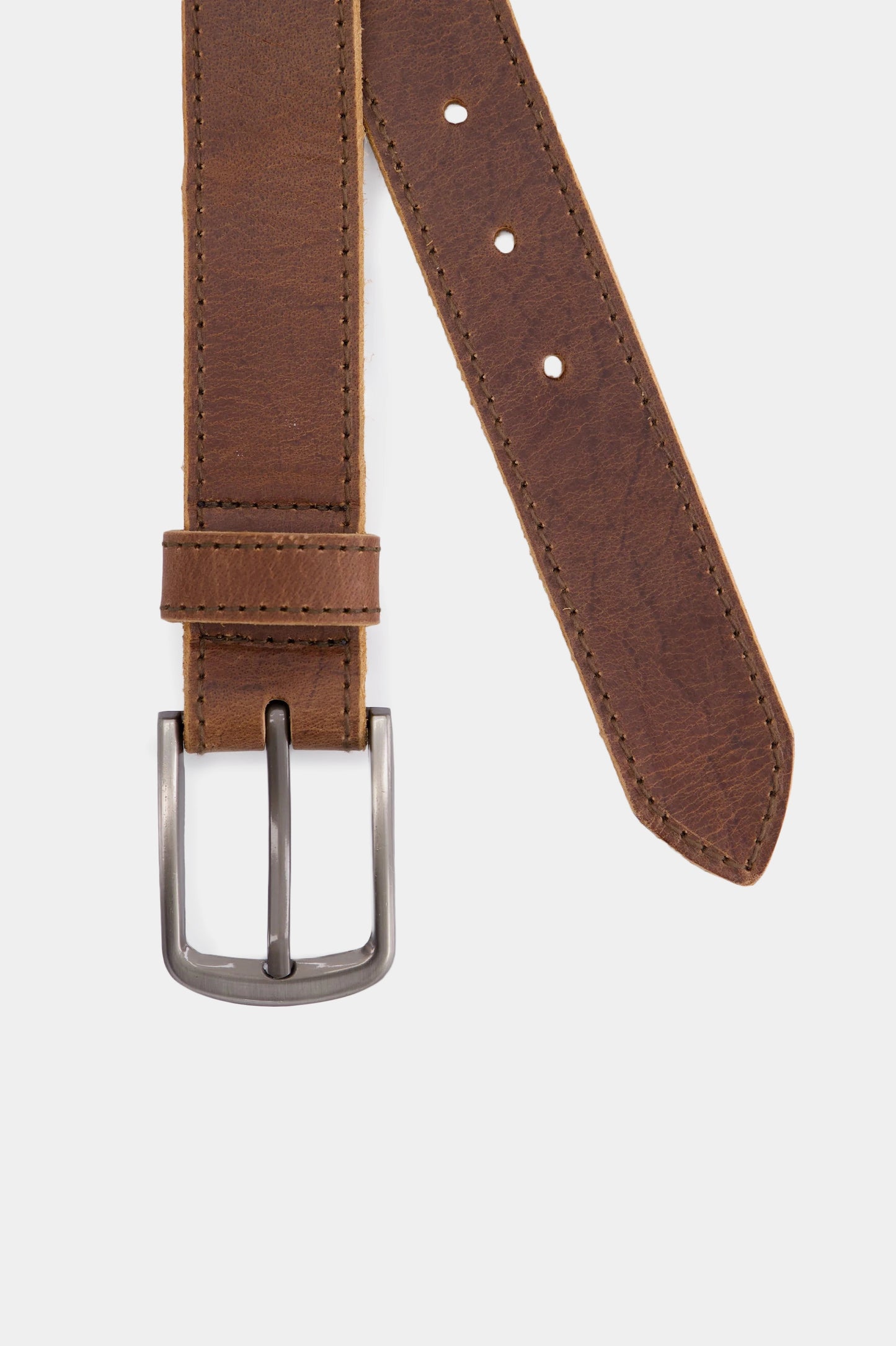 Leather Belt With Side Stitches - Cougar Clothing