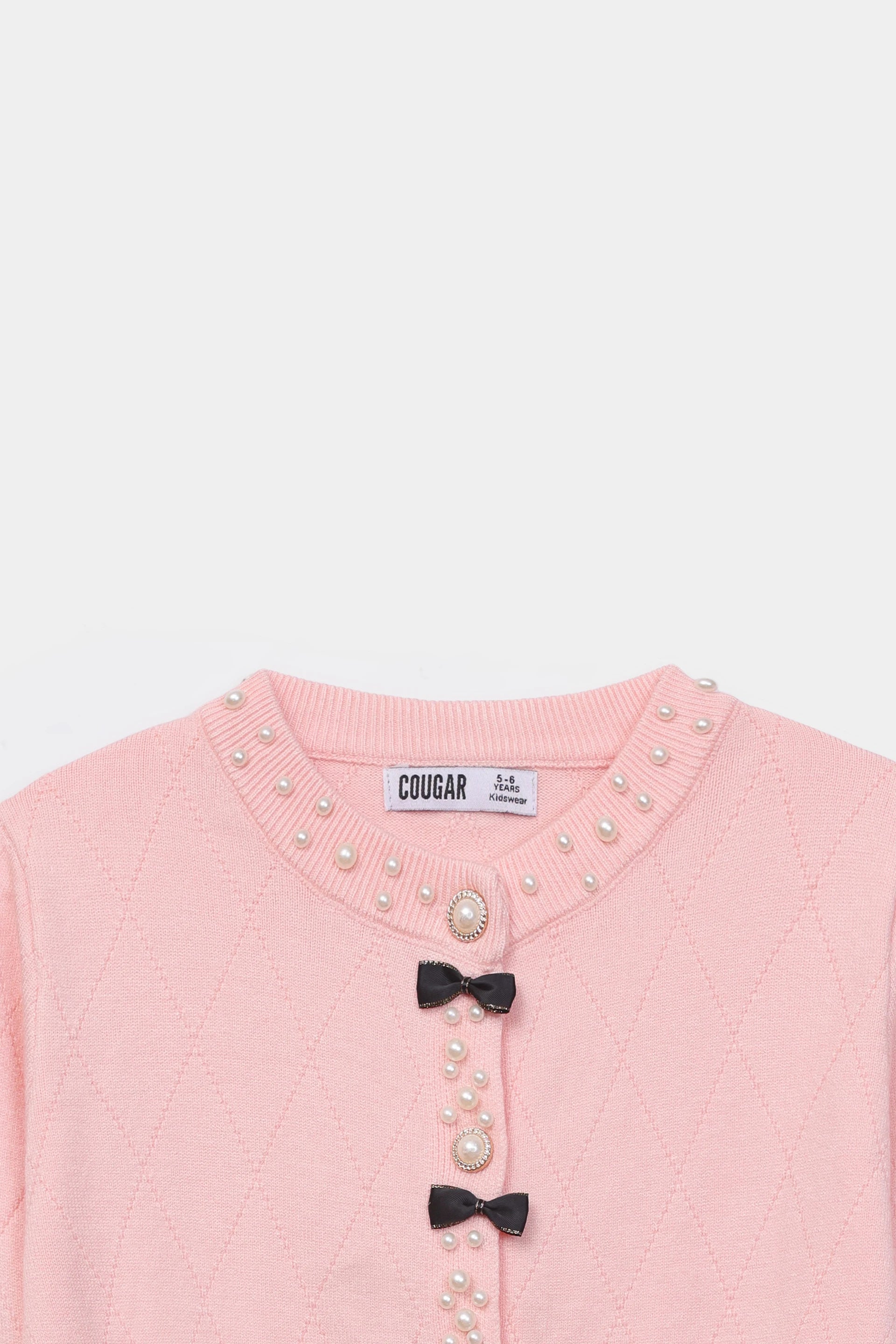 Knit Cardigan With Faux Pearls - Cougar Clothing