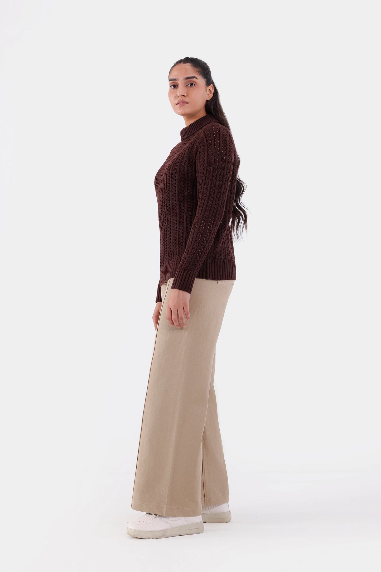 Crochet Knit Sweater - Cougar Clothing