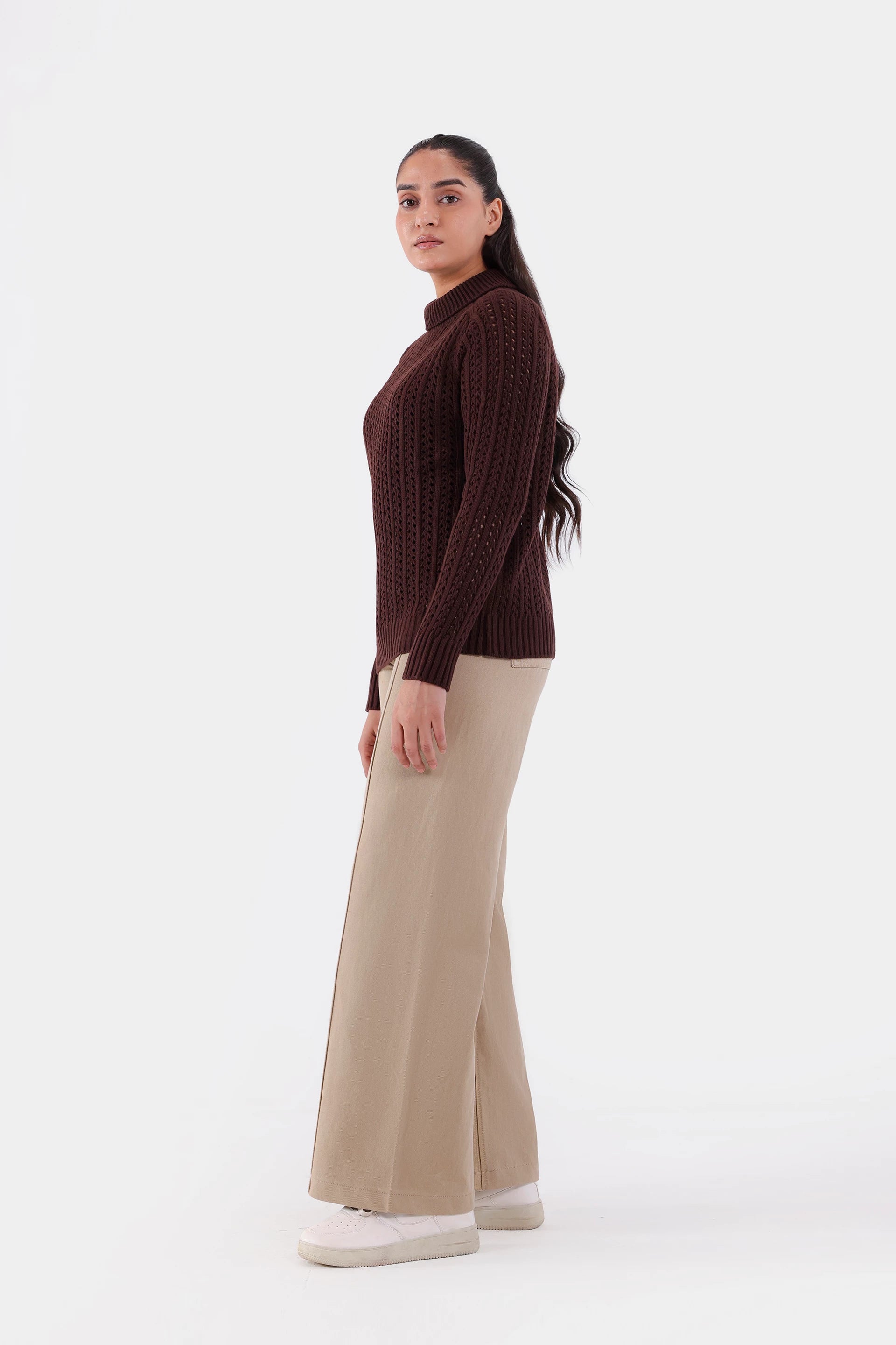 Crochet Knit Sweater - Cougar Clothing