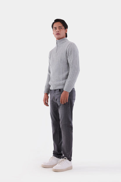 Cable Knit Quarter Sweater - Cougar Clothing