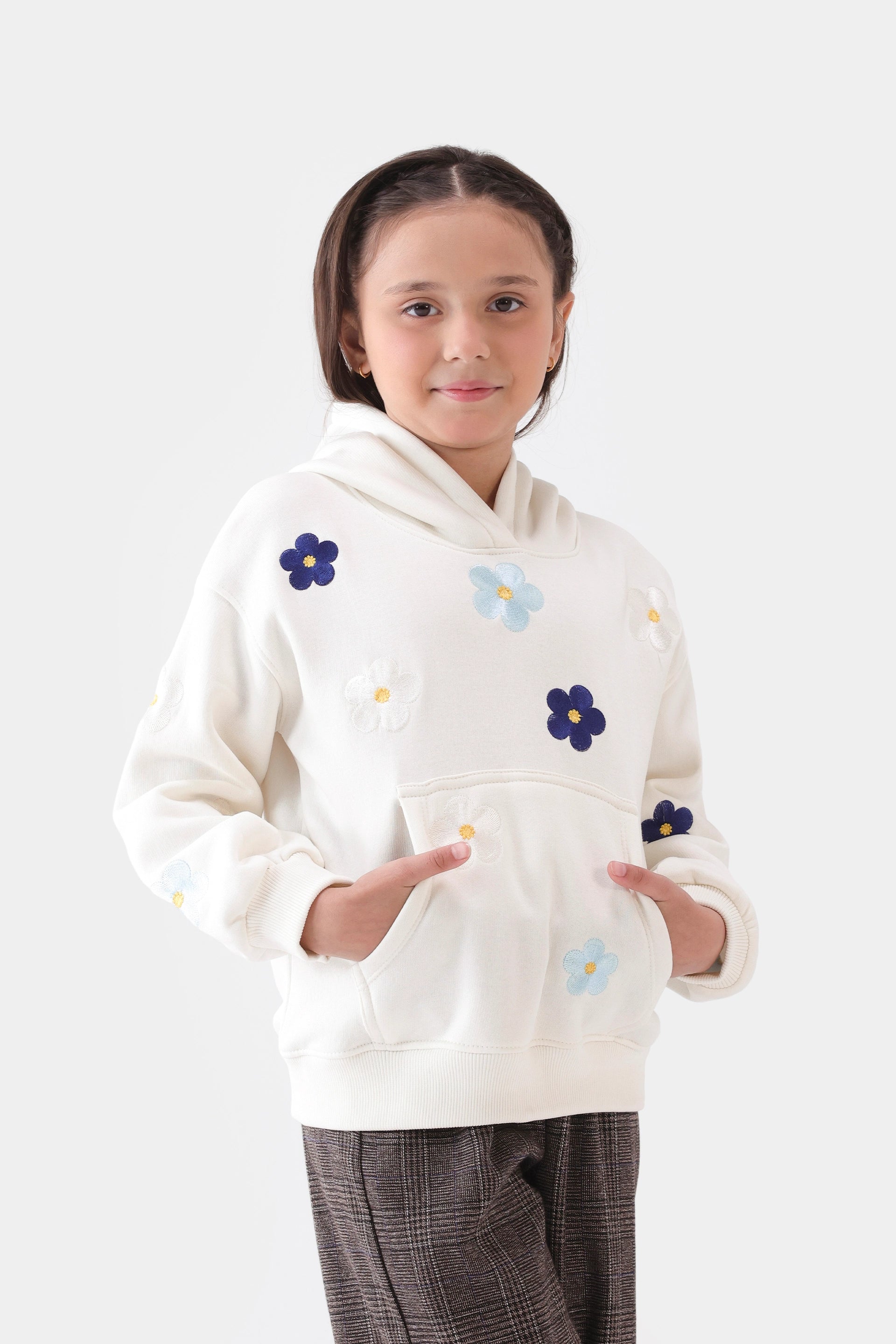 Embroidered Floral Hoodie - Cougar Clothing