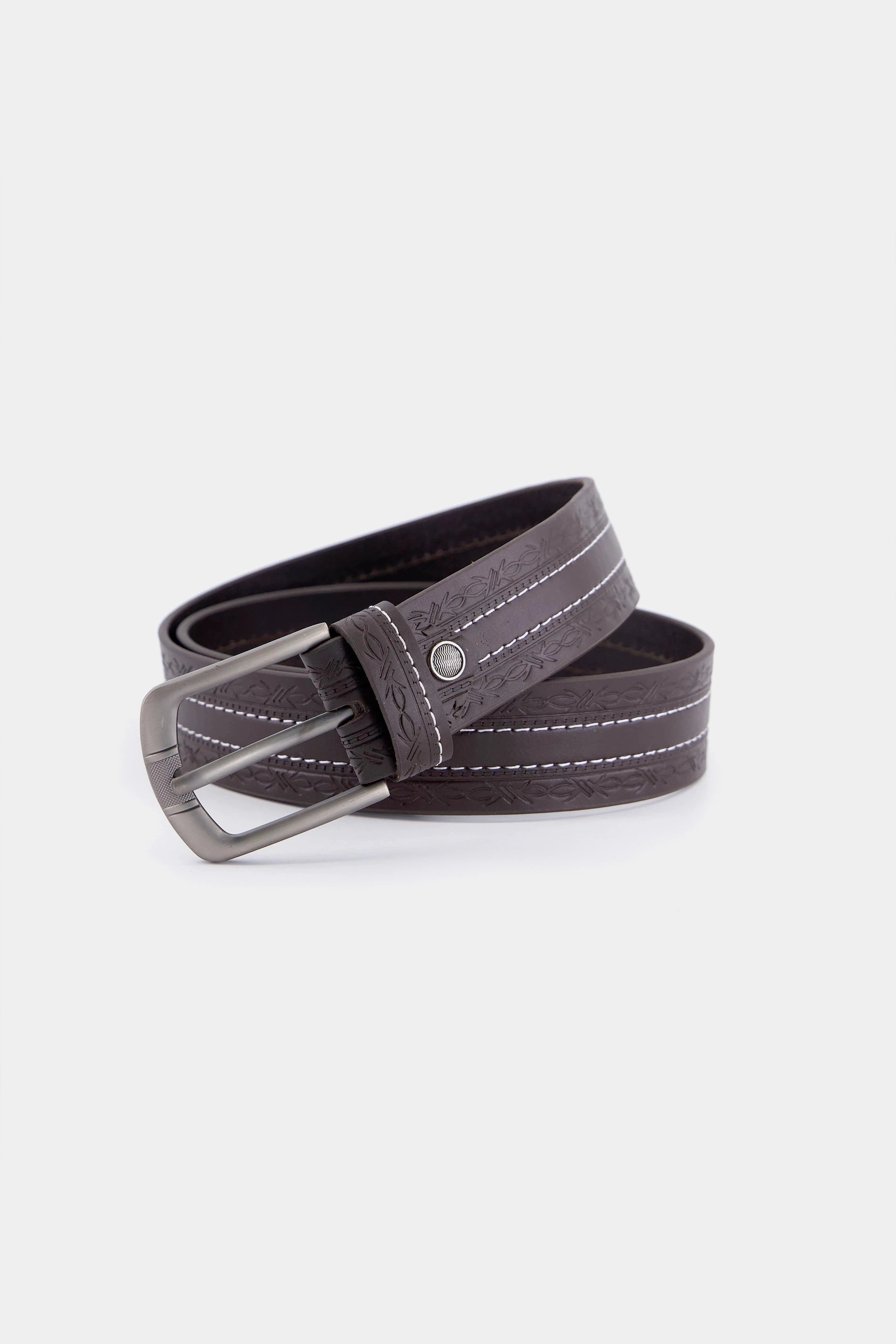 Leather Belt With Top Stitches - Cougar Clothing
