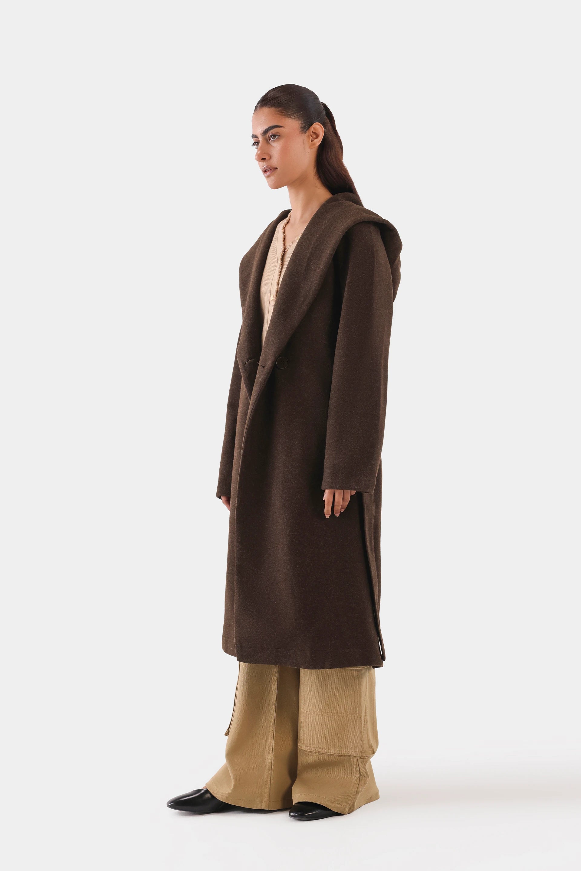 Hooded Belted Coat - Cougar Clothing