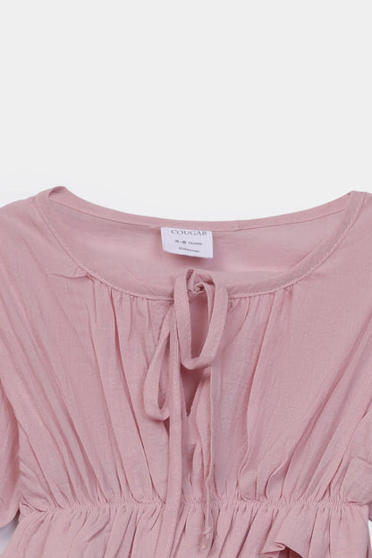 Ruffled Blouse With Drawstring - Cougar Clothing