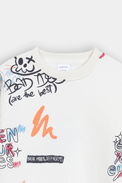 Graphic Print Fleece Sweatshirt - Cougar Clothing