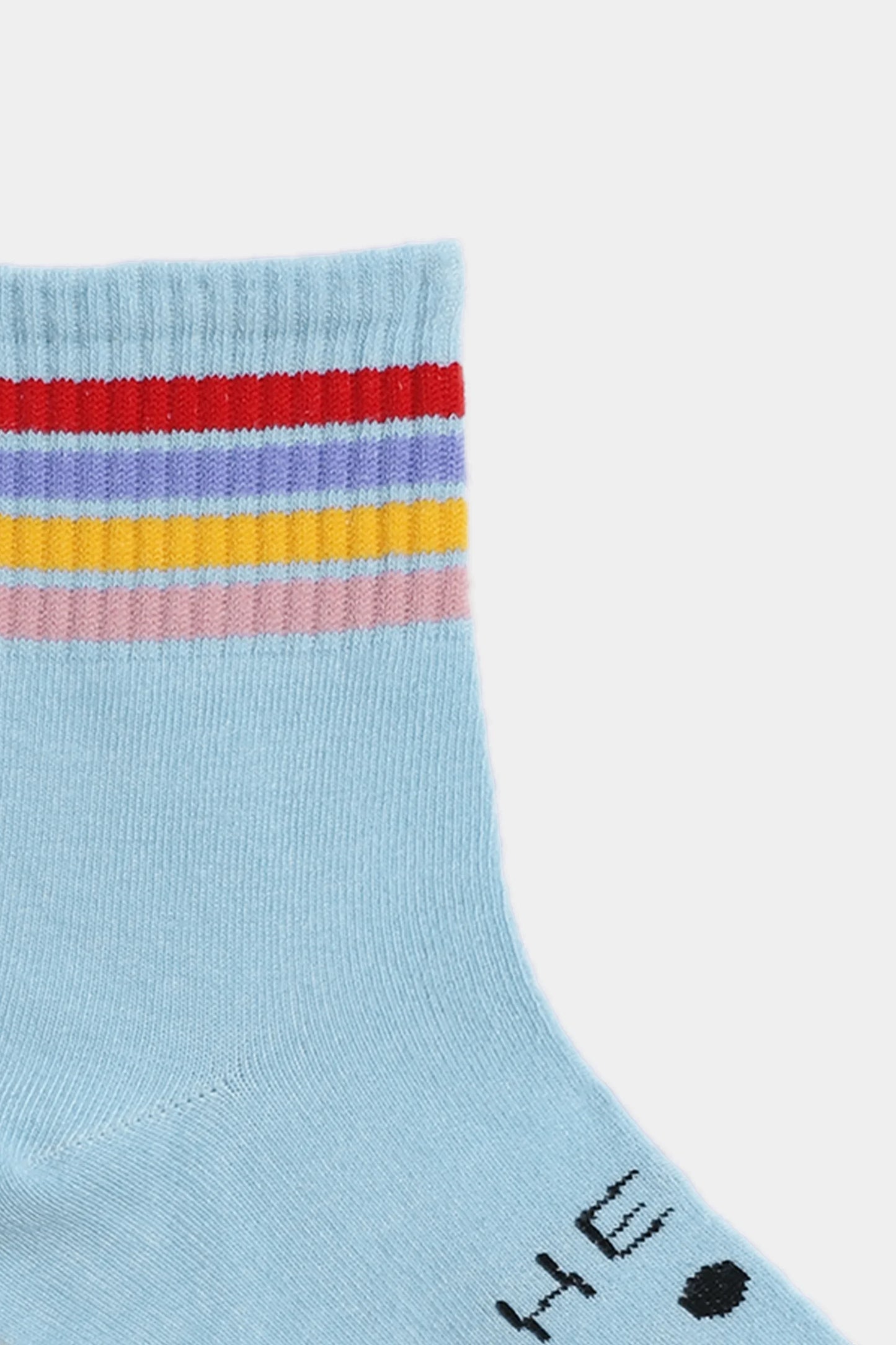 Smiley Striped Short Crew Socks - Cougar Clothing