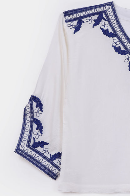 Embroidered Raw Silk Top - Cougar Clothing