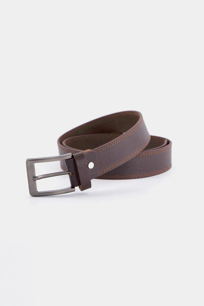 Leather Belt With Rectangular Buckle - Cougar Clothing