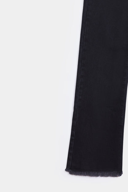 Straight Jeans With Raw Hem - Cougar Clothing