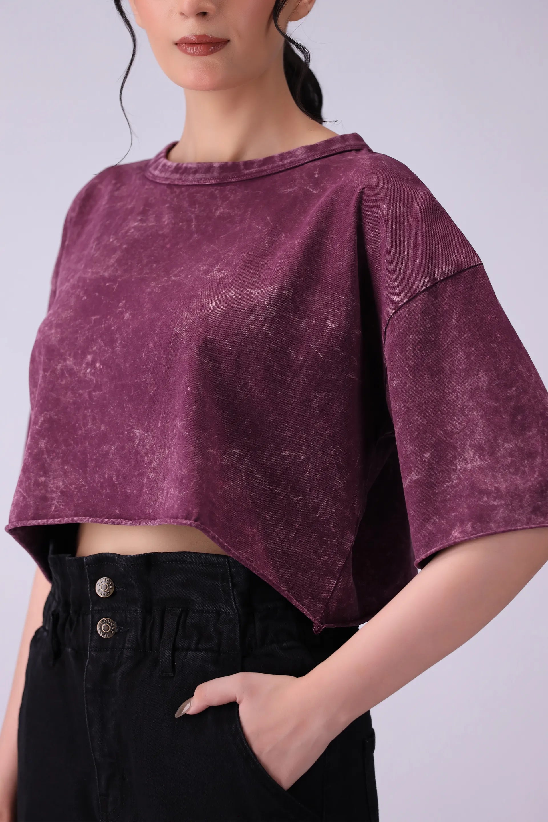 Cropped Garment Dyed T-Shirt - Cougar Clothing