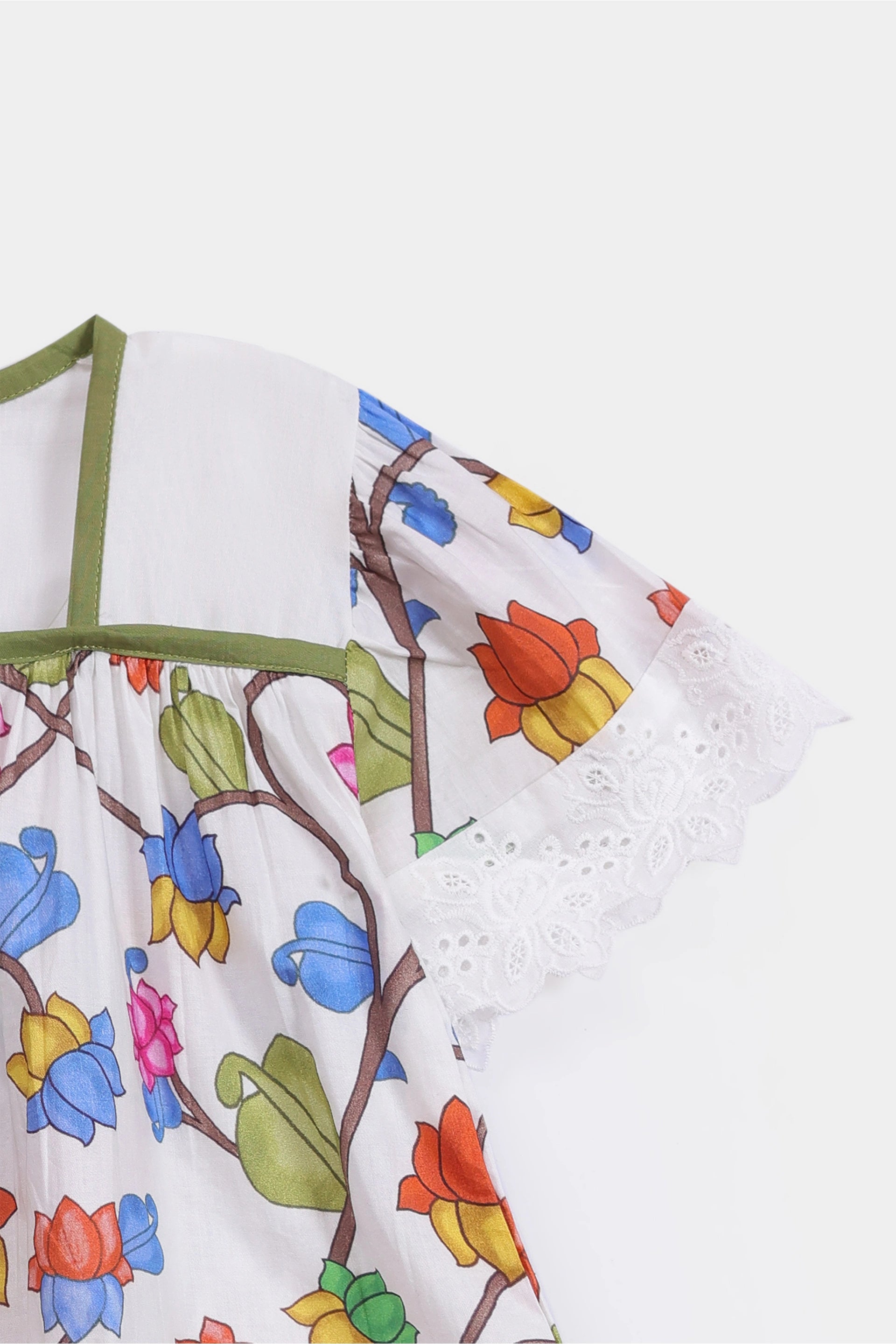 Lace Trim Printed Top - Cougar Clothing