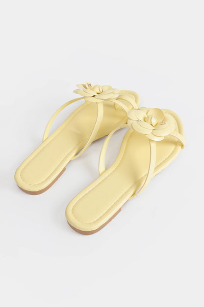 Butter Yellow Floral Slides - Cougar Clothing