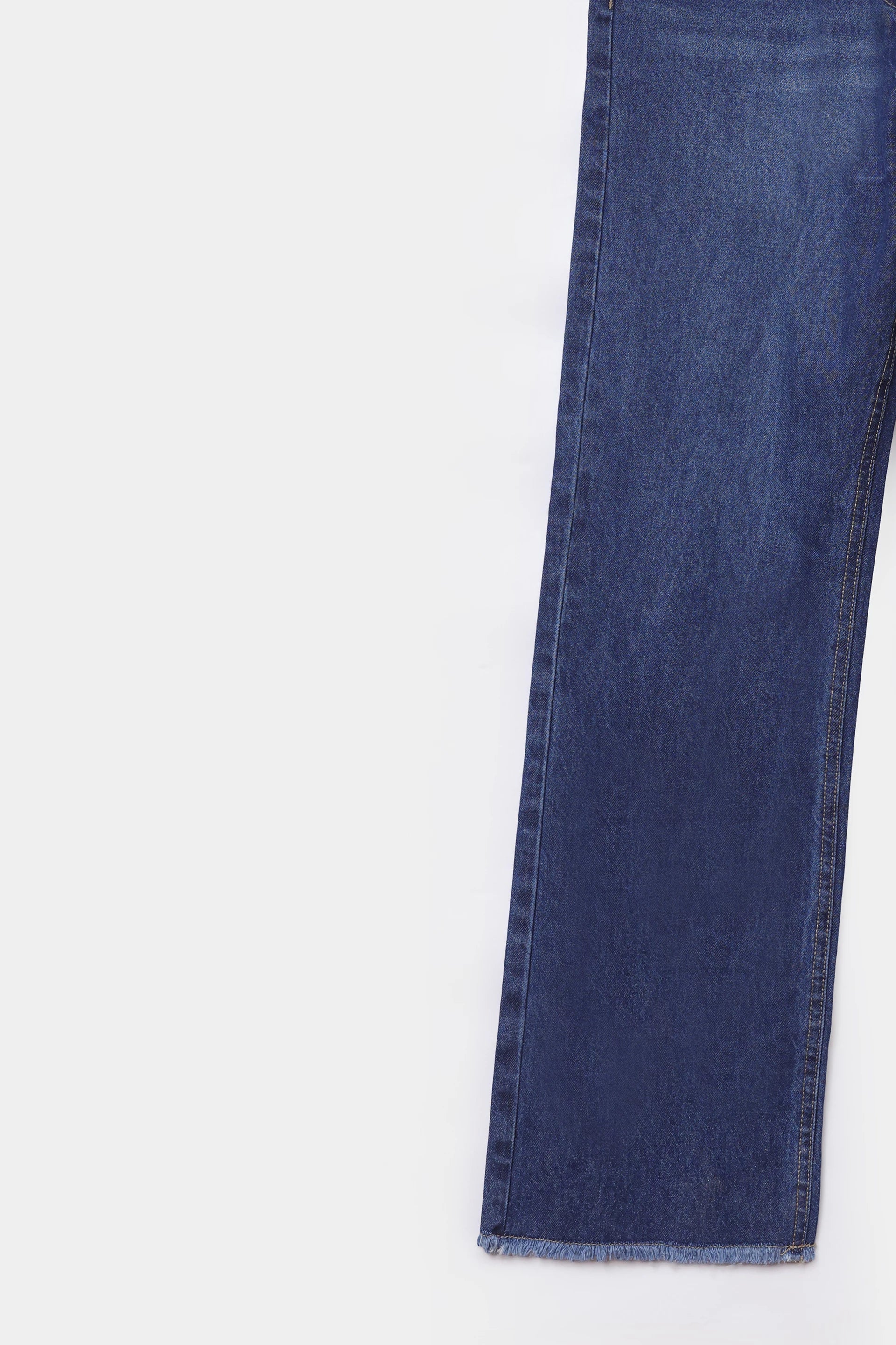 Straight Jeans With Raw Hem - Cougar Clothing